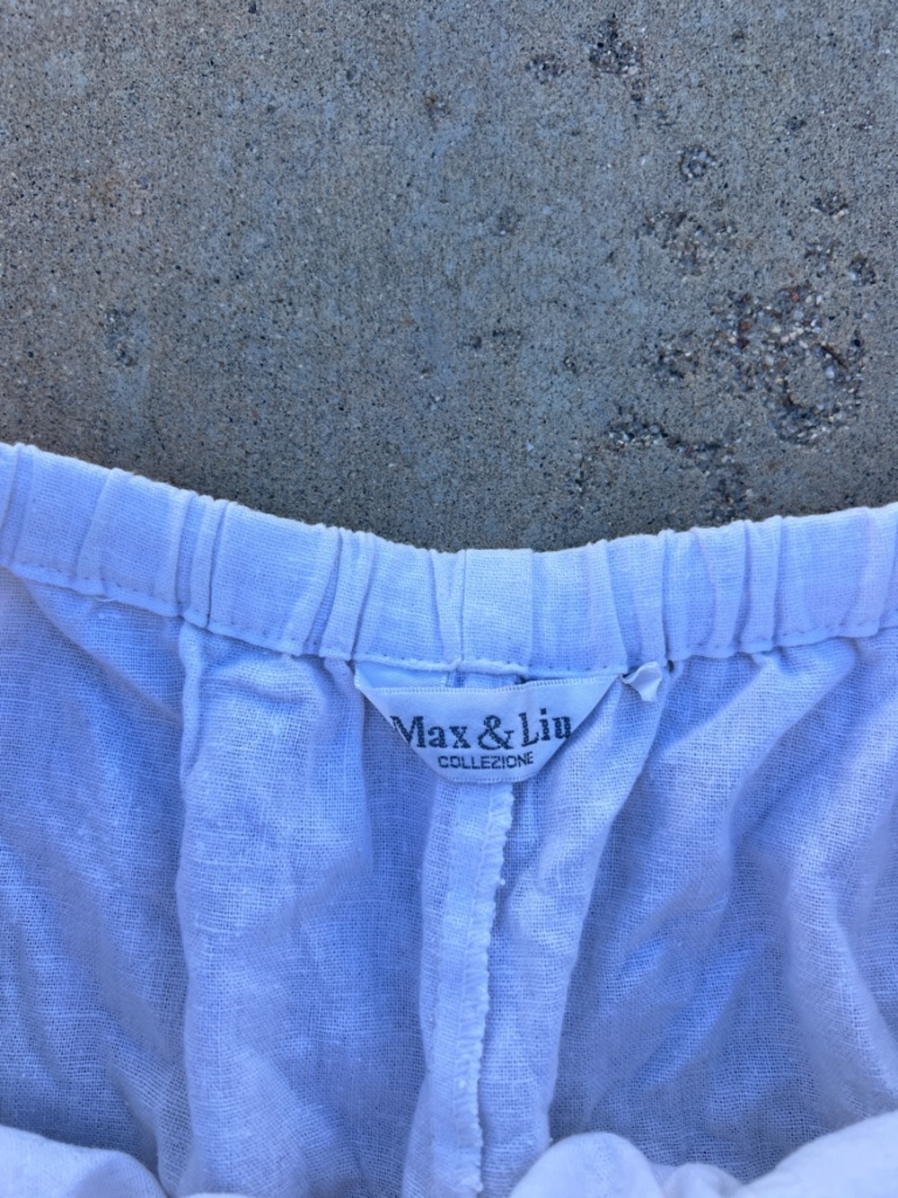White Drawstring Linen Pants - Picture 2 of 2